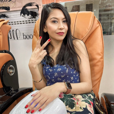 CustomerwithRedFrenchTip